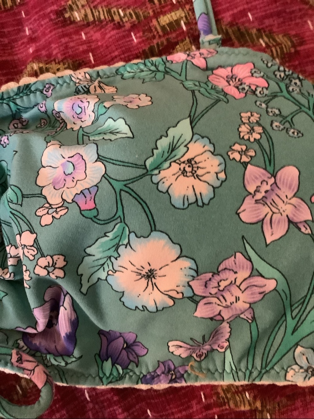 EUC SPELL Flower Child Floral Bikini Top Bandeau W TIES  Sz small - Picture 11 of 11